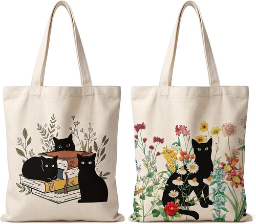Stofftaschen katzenmotiv set - set, 2